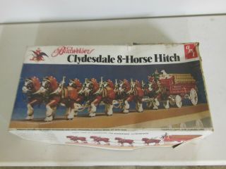 Vintage Amt Budweiser Clydesdale Horse & Wagon Model Kit