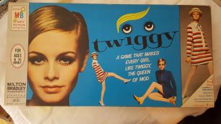 Vintage 1967 Twiggy Board Game Milton Bradley Board Cards & Markers