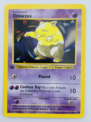 Pokémon Tcg English 1st Edition Base Set Shadowless Drowzee 49/102 Unplayed