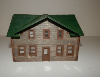 Ho Craftsman Kit 2 Story Wood Framed House W/ Green Roof (footprint 3.  5 " X 4 ")