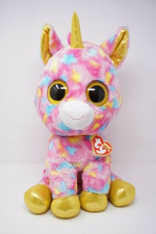 Ty Beanie Boo Fantasia The Unicorn Glitter Eyes Large Size 16 Inch Plush