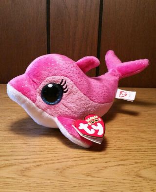Ty Beanie Boos Surf The Pink Dolphin Nwt 6 "
