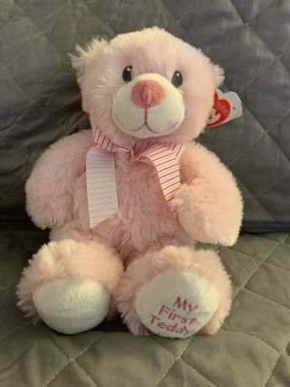 Ty Pluffies My First Teddy Bear Sweet Baby Plush Stuffed Animal 12 " Girl Pink