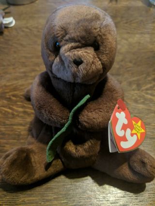 Ty Beanie Baby Seaweed The Otter W/ Tags Multiple Rare Errors Pvc Style 4080