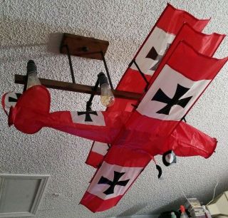 Red Baron Kite German Plane Vintage War Plane Ww2 Wwii Iron Cross Red Black