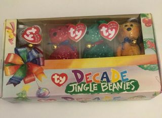Ty Decade Jingle Beanies 4 Bears 10 Year Anniversary.  Nib
