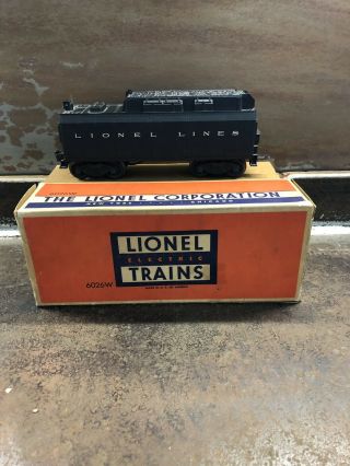 Vintage Postwar Lionel 6026w O Gauge Coal Car Tender W Whistle & Box