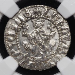 Cilician Armenia.  Levon I.  1198 - 1219.  Silver Tram.  Lions Rampant.  Ngc Unc Detail