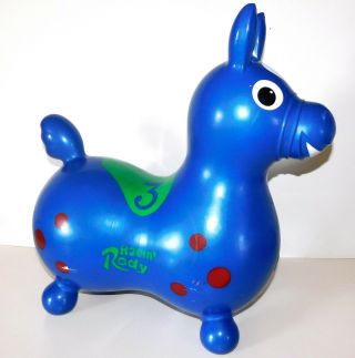 1984 Ledra Plastic Blue RACIN ' RODY Ride - On Horse Bouncing Toddler Pony (Italy) 2