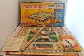 1968 Matchbox Traffic Board Game Missing 2 Cars 1 Merit Card 1 Summons 1 Leg