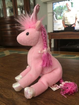 Ty Beanie Babies Fairytale Pink Unicorn Horse 7 "