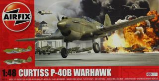 Airfix 1:48 Curtiss P - 40 B Warhawk Plastic Aircraft Model Kit A05130u