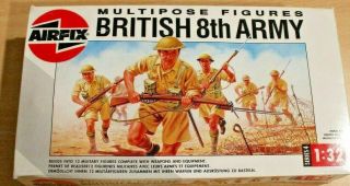43 - 4580b Airfix 1/32 Multipose Figures British 8th Army Plastic Model No Box