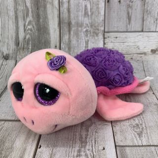 Ty Beanie Boos Rosie Turtle Plush Stuffed Animal 2015 Glitter Eyes Pink Purple