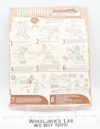 Visionaries Capture Chariot Spectral Knights Instructions Hasbro 1987 Vintage