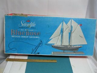 Vintage Complete Wooden Ship Model Of The Schooner Bluenose By Scientific Models
