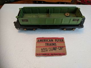 Pre War American Flyer Lines 3219 Dump Car Tin Plate O - Scale O - Gauge Metal Train