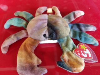 Claude The Crab Ty Beanie Baby Retired 1996 Pvc Pellets
