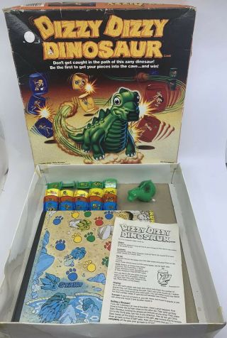 Vintage 1987 Pressman Dizzy Dizzy Dinosaur Board Game - Complete /