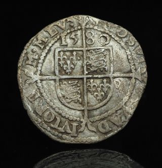England.  Elizabeth I.  1558 - 1603.  Silver Threepence,  Dated 1580