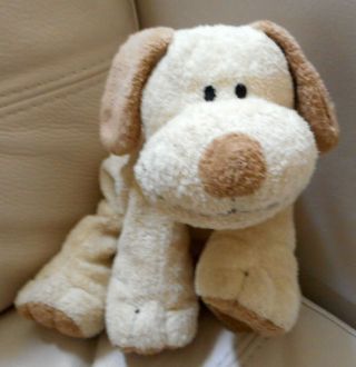 Ty Cream Tan Plopper Puppy Dog 9 " Plush Stuffed Beanie Pluffies Sewn Eyes 2002