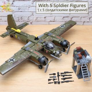 559pcs Military Ju - 88 Bombing Plane Ww2 Army Soldier Helicopter Lego Minifigures