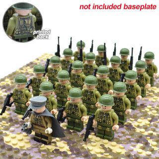 21pcs/set Ww2 Allied Army Troops Us Military Soldiers And Officer Lego Blocks