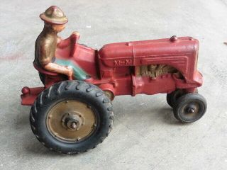 1940s Auburn Arcor Minneapolis Moline Model R Rubber Farm Tractor Toy w Driver 2