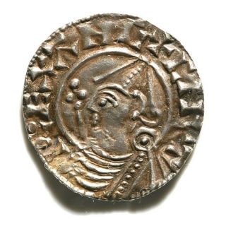 Anglo - Saxon Silver Ar Penny King Cnut Viking England 1021ad
