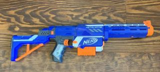 Nerf N - Strike Elite Retaliator Blue Rifle Stock Extension Clip Toy Dar Gun
