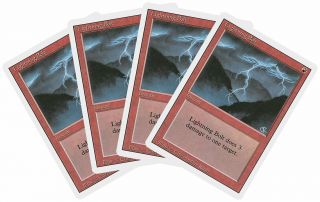 Lightning Bolt [4x X4] Revised Pld - Sp Red Common Magic Gathering Cards Abugames
