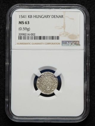 Hungary.  Silver Denar,  Ferdinand I,  1541 - Kb,  Ngc Ms63