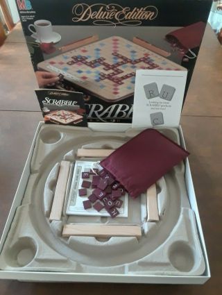 1989 Scrabble Deluxe Edition Turntable Rotating Base Board Game Complete