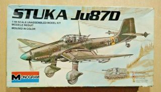44 - 6840 Monogram 1/48th Scale Junkers Ju 87d Stuka Plastic Model Kit