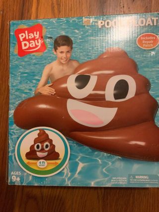 Play Day Inflatable Swimming Pool Emoji Poop Float 4 Ft Wide For Kids And Adults