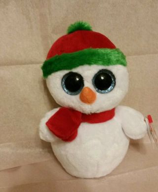 Ty Beanie Boo Rare Snowman Scoops Winter Christmas W/tag Protector