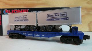 Lionel Train Nkp Nickel Plate Road Flat Car W/2 - Piggyback Trailers W/box 6 - 16307