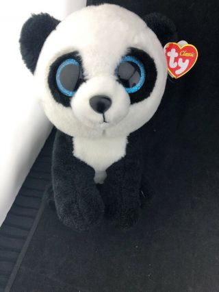 Ty Classic Ming - Panda Bear Medium 10.  75 " Plush Big Eyes Bnwt Blue Eyes
