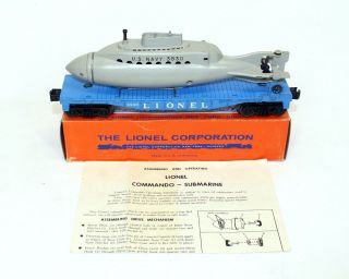 Postwar Lionel 3830 Flatcar W/operating Submarine All W/nice Ob & Inst.
