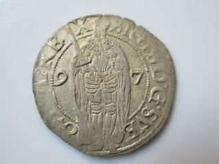 Sweden Medieval Silver Coin,  Sigismund 1 öre 1597 Stockholm