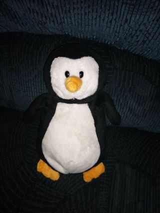 Waddles Penguin Ty Beanies Pluffies Buddy Black And White Plush.