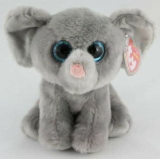 Ty Beanie Babies Whopper Elephant Plush Stuffed Animal Gray Glitter Eyes Velvety
