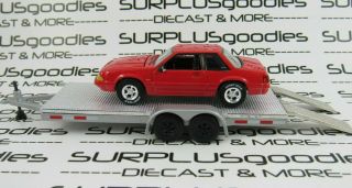 Greenlight 1:64 Scale Loose Track Day Red 1988 Ford Mustang Lx 5.  0 W/car Trailer