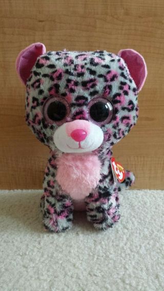 Ty Beanie Boos - Tasha The 9 " Medium Pink And Gray Leopard