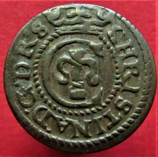 Sweden Livonia 1644 Queen Christina Riga Solidus Medieval Silver Coin