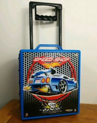 Hot Wheels Speed Shop 100 Car Rolling Carrying Case With Extendable Handle 2002
