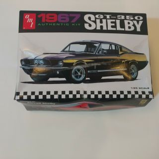 Black 1967 Ford Shelby Gt350 Mustang Amt 1:25 Scale Plastic Model Car Open Box