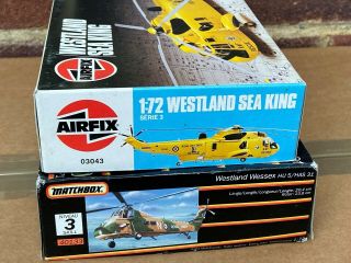 Airfix 1/72 Westland Seaking & Matchbox 1/72 Westland Wessex Helicopter kits. 2