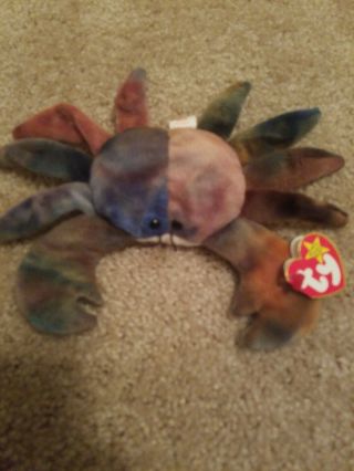 Ty Beanie Babies Claude The Crab Rare Retired German Tags