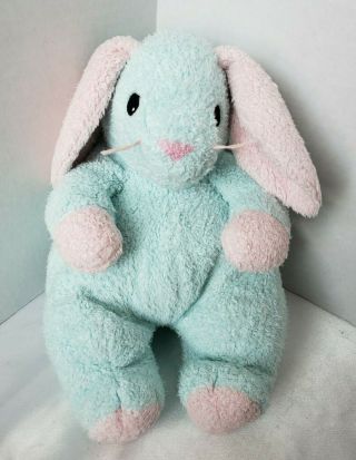 Ty Bunny Rabbit 9 " Plush Tylon Aqua Pink Stuffed Rattle Baby Toy Large 1999